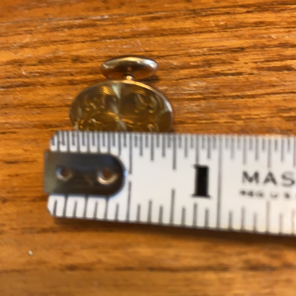 VTG oval gold plated floral bean back cuff links - Picture 5 of 7